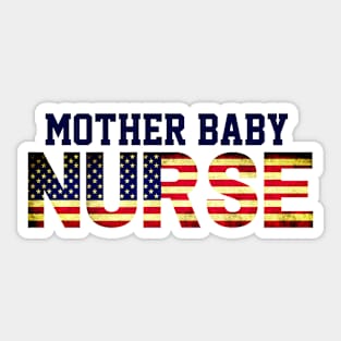 American Mother Baby Nurse USA Flag, Postpartum Department, Nursing Student Sticker